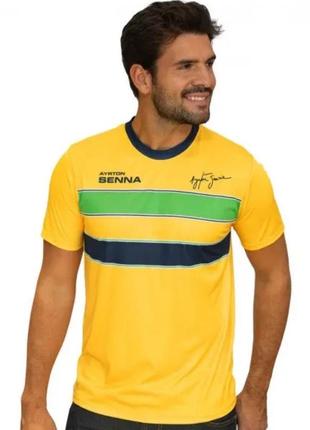 Спортивна футболка жовта розмір s ayrton senna racing нова2 фото