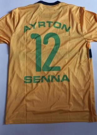Спортивна футболка жовта розмір s ayrton senna racing нова6 фото