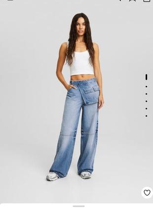 Трендові широкі джинси bershka wide leg