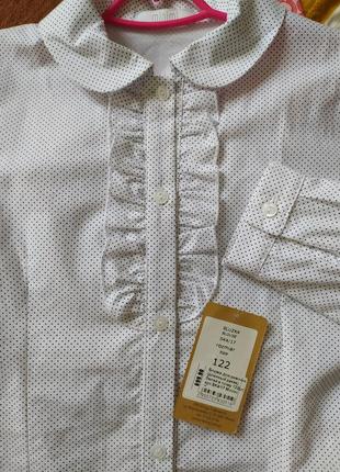 Рубашка блуза школьная minimi, хлопок. 122р. 6 / 7 лет.4 фото