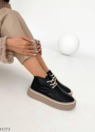 ☑ демисезонные ботинки на шнуровке ☑ цвет: черный ☑ натуральная кожа9 фото