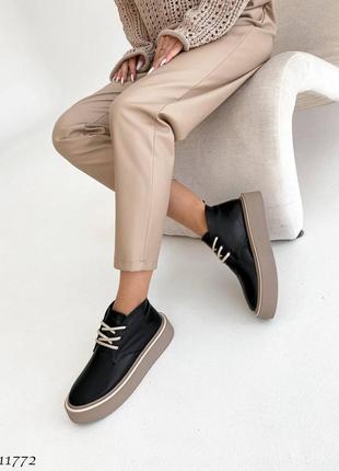 ☑ демисезонные ботинки на шнуровке ☑ цвет: черный ☑ натуральная кожа6 фото
