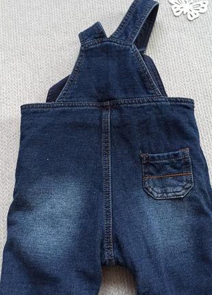 Дитячий джинсовий утеплений комбінезон 3-6 міс комбез з підкладкою комбінезончик для хлопчика4 фото