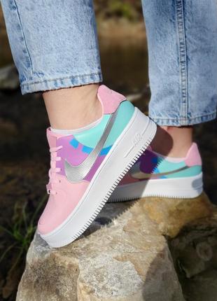 Женские кроссовки nike air force 1 sage low розовые с фиолетовым