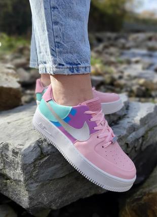 Женские кроссовки nike air force 1 sage low розовые с фиолетовым2 фото