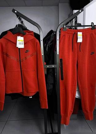 Спортивний костюм nike tech fleece найк червоний бордовий