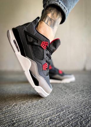 Nike air jordan 4 retro 'infrared' кроссовки кожаные черные