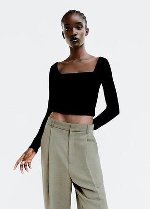 Топ zara кроп-топ лонгслів zara лонгслив