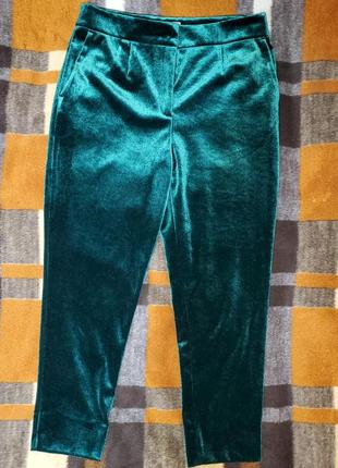 Оксамитові велюрові штани coast, смарагдові штани6 фото