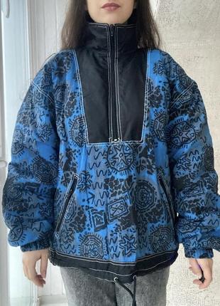 Винтажный анорак бомпер ветровка ветровка винтаж куртка яркая психоделический принт 1990 ten club ventana5 фото