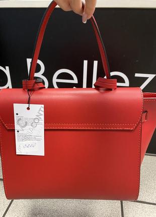 Сумка шкіряна червона virginia conti жіноча сумка італійська2 фото