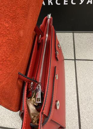 Сумка шкіряна червона virginia conti жіноча сумка італійська5 фото
