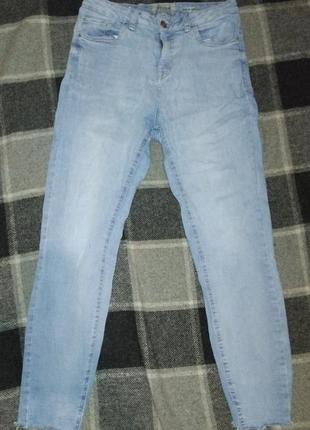 Женские джинсы скинни скинни с необработанным краем высокая посадка синие, голубые, скинны2 фото