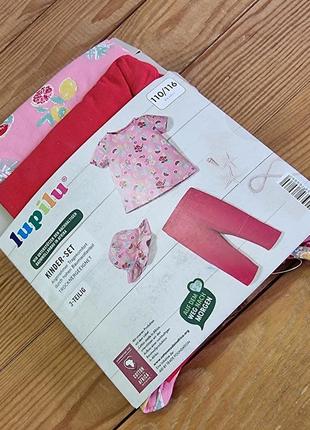 Набор для девочки (футболка, капри и панама), рост 110-116, цвет розовый7 фото