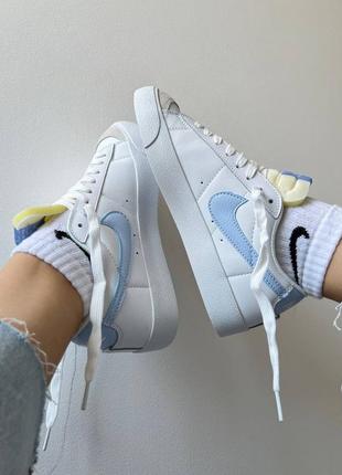 Кроссовки nike blazer low white blue4 фото