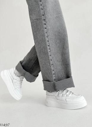 Распродажа натуральные кожаные белые кеды - кроссовки на высокой подошве 39р.5 фото