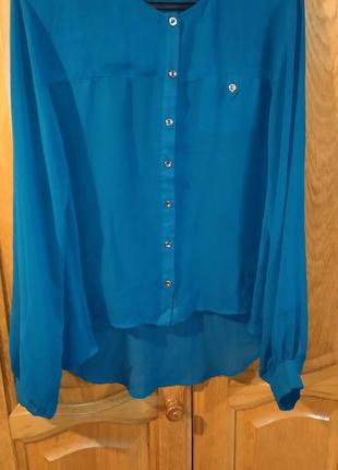 Голубая блуза, размер л4 фото