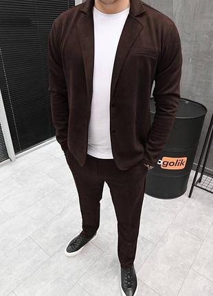 Мужской костюм пиджак + брюки коричневый