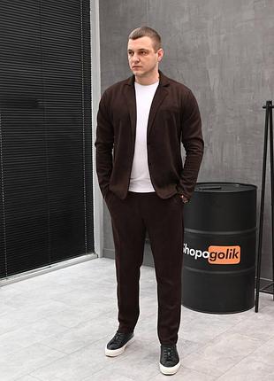 Мужской костюм пиджак + брюки коричневый