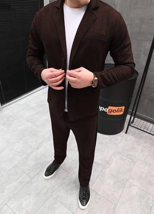 Мужской костюм пиджак + брюки коричневый
