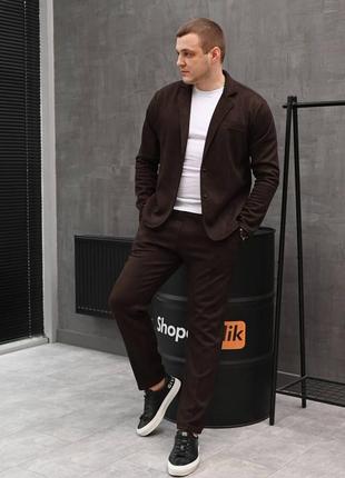 Мужской костюм пиджак + брюки коричневый