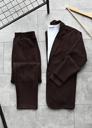 Мужской костюм пиджак + брюки коричневый