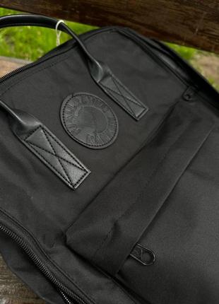 Черный городской рюкзак kanken classic dark с кожаными ручками, канкен класик. 16 l6 фото