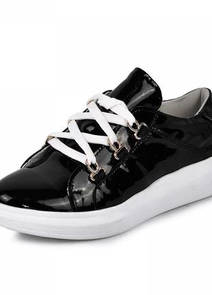 Шкіряні кросівки для дівчинки 1958 maxus 1102090 чорний лак