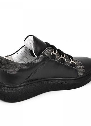 Кожаные кроссовки для девочки 1102204 черная кожа рептилия (р.32-39)2 фото