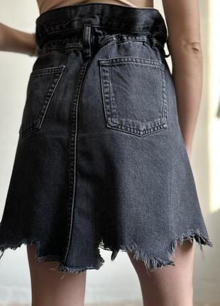 Zara s m размер черная джинсовая мини юбка свободного кроя6 фото