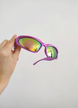 Окуляри рожеві металік спортивні унісекс дзеркальні лінзи полікарбонат очки мотоциклетки сонцезахисні