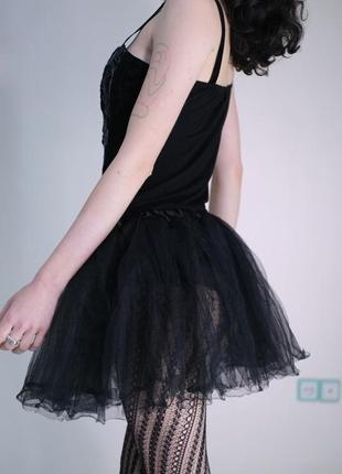 Черная готическая юбка пачка, пышная мини юбка4 фото