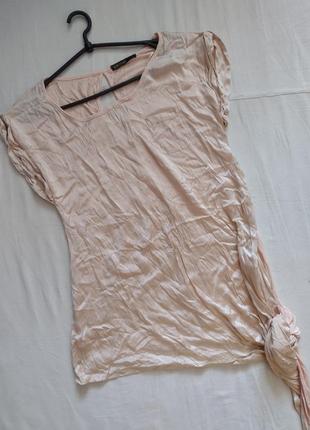 6блуза 220623//supertrash /блуза сорочка туніка беж пудра 94 % шовк шовкова2 фото