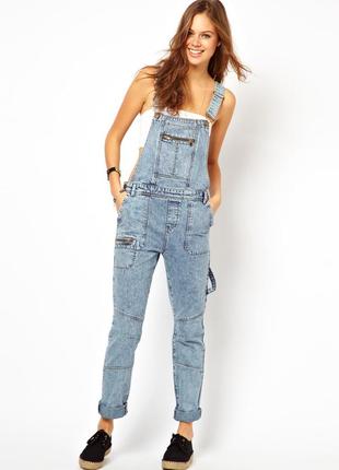 Винтажный джинсовый комбинезон бойфренд  asos denim utility detail.