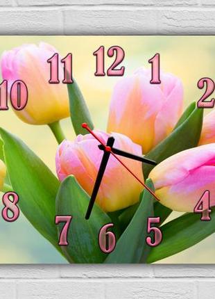 Подарунковий годинник настінний букет тюльпанів 30х60 см1 фото