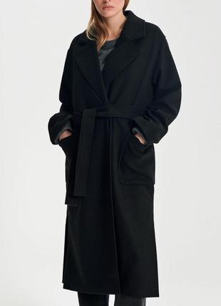 Женское деми драповое пальто под пояс1 фото