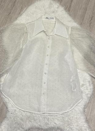 Блуза прозрачная с объемными рукавами