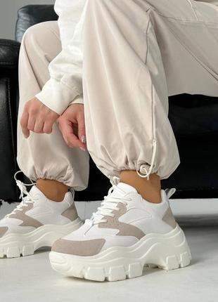Жіночі кросівки колір - білий+ сірий. матеріал - еко шкіра + еко замша6 фото