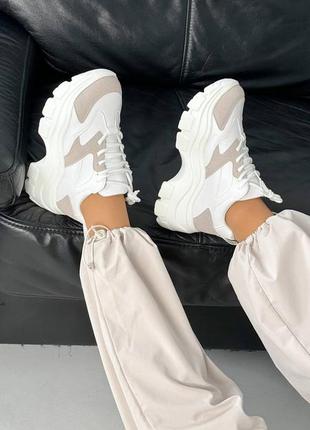Жіночі кросівки колір - білий+ сірий. матеріал - еко шкіра + еко замша7 фото