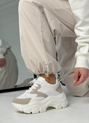 Жіночі кросівки колір - білий+ сірий. матеріал - еко шкіра + еко замша8 фото