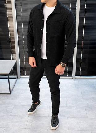 Весенний мужской вельветовый костюм на каждый день приталенный