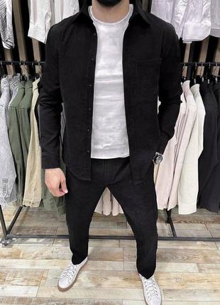 Весенний мужской вельветовый костюм на каждый день приталенный