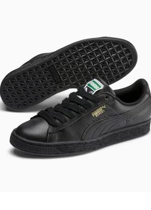 Puma basket черные кожаные кроссовки