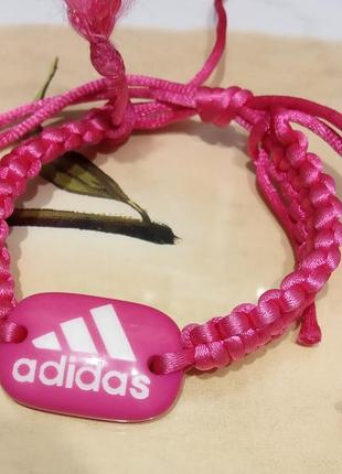 Браслет плетёный в стиле макраме, ярко розового цвета adidas2 фото