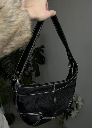 Черная винтажная сумочка багет coach