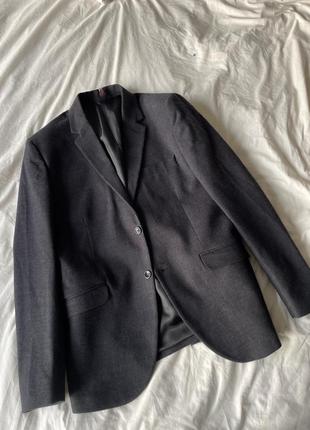 Винтажный итальянский пиджак жакет серый размер l xl