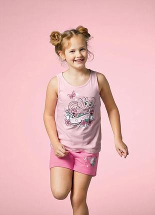 Набор для девочки (футболка и шорты), рост 122-128, цвет розовый