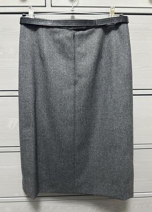 Трендова шерстяна пряма сіра юбка.5 фото