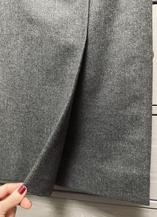 Трендова шерстяна пряма сіра юбка.7 фото