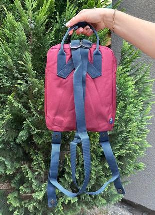 Бордовый рюкзак с синими ручками kanken mini 7 l, канкен.6 фото
